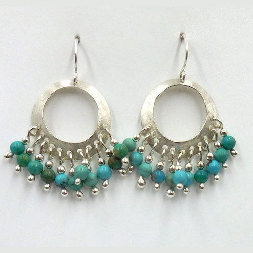 Click to view detail for DKC-2099 Earrings Hoops with TQ Dangles $80